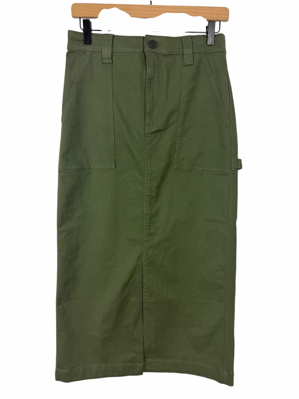 Loft Utility Midi Skirt Olive Green Size 0 NEW